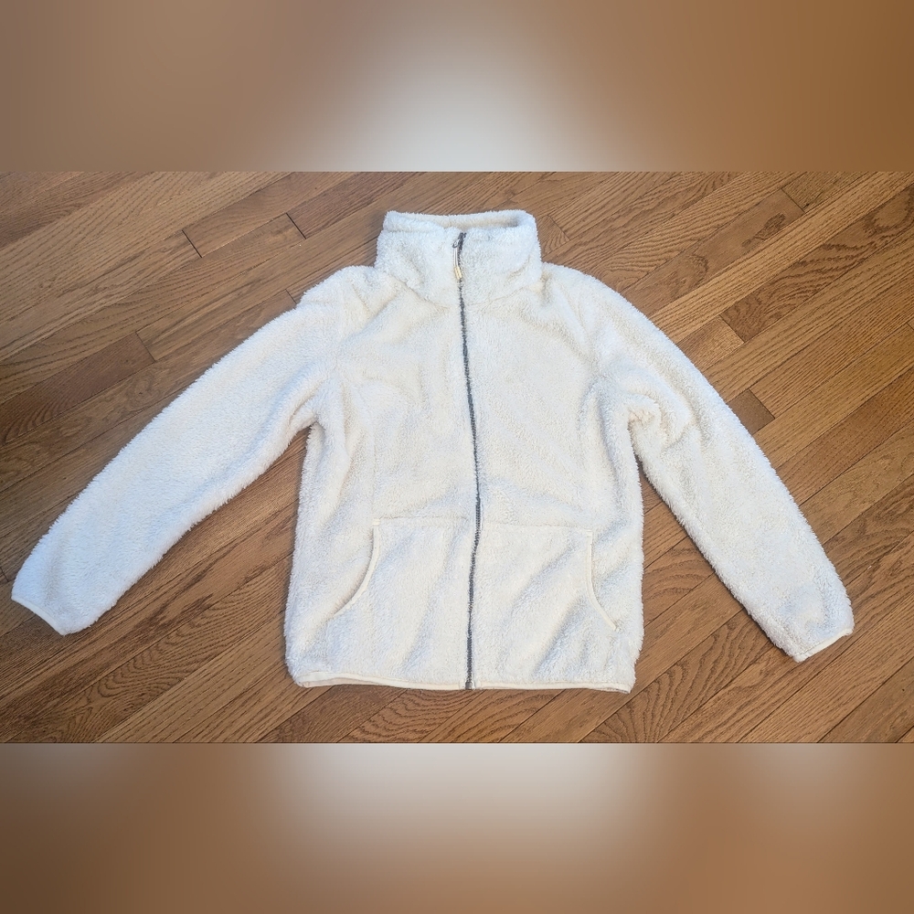 New balance women's medium white fuzzy Sherpa full zip sweater jacket - SOFT
